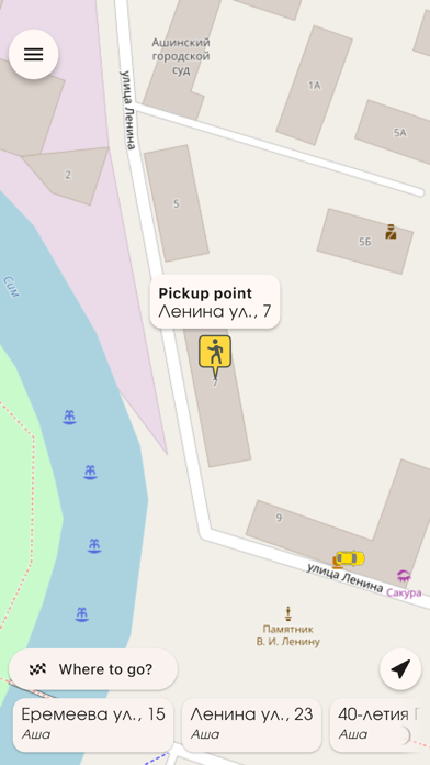 Taxi ordering Taksa, Asha town app screenshot