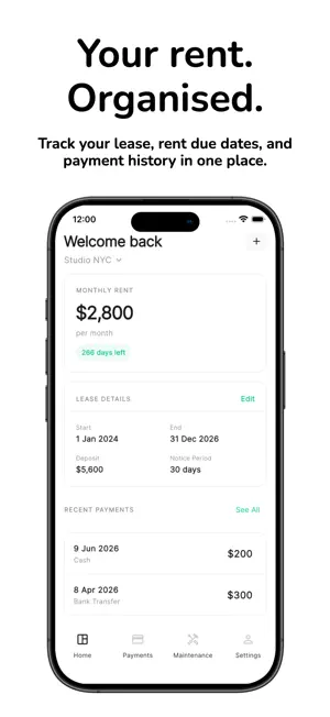 Rent Payment Tracker - RentLog screenshot 1