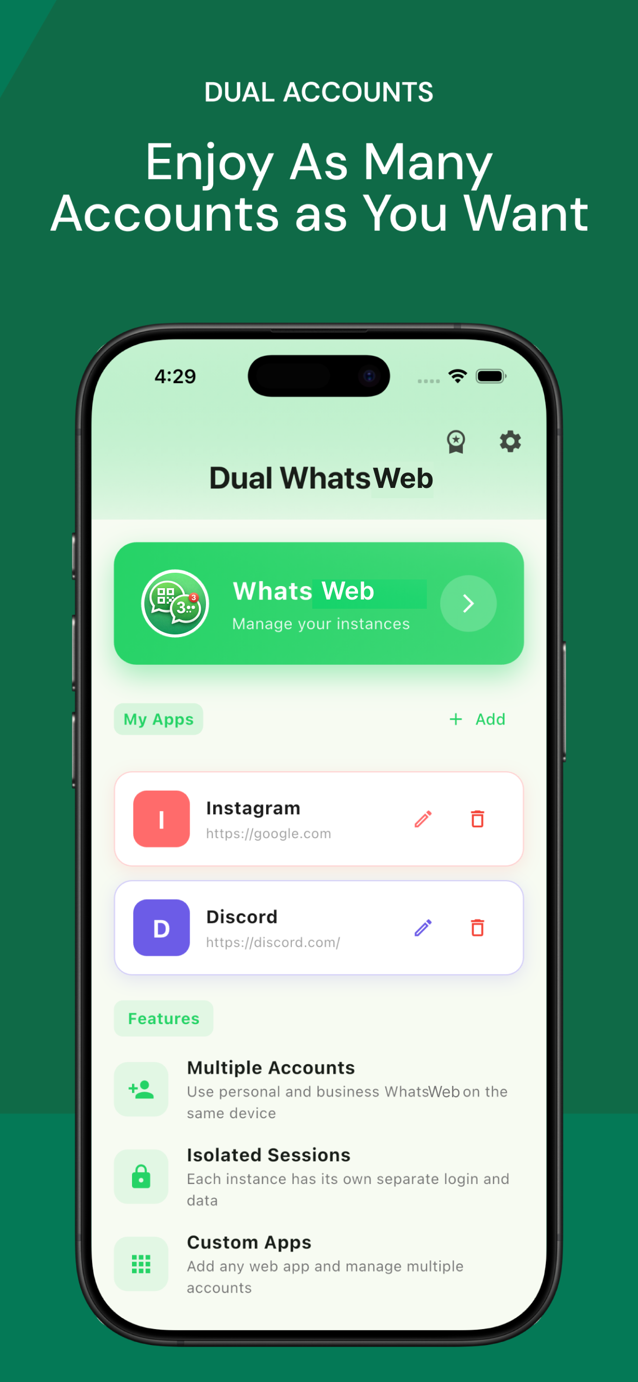 Dual Messenger WhatsWeb Chat
