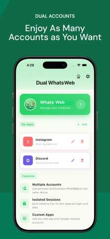 Dual Messenger WhatsWeb Chat iPhone screenshot