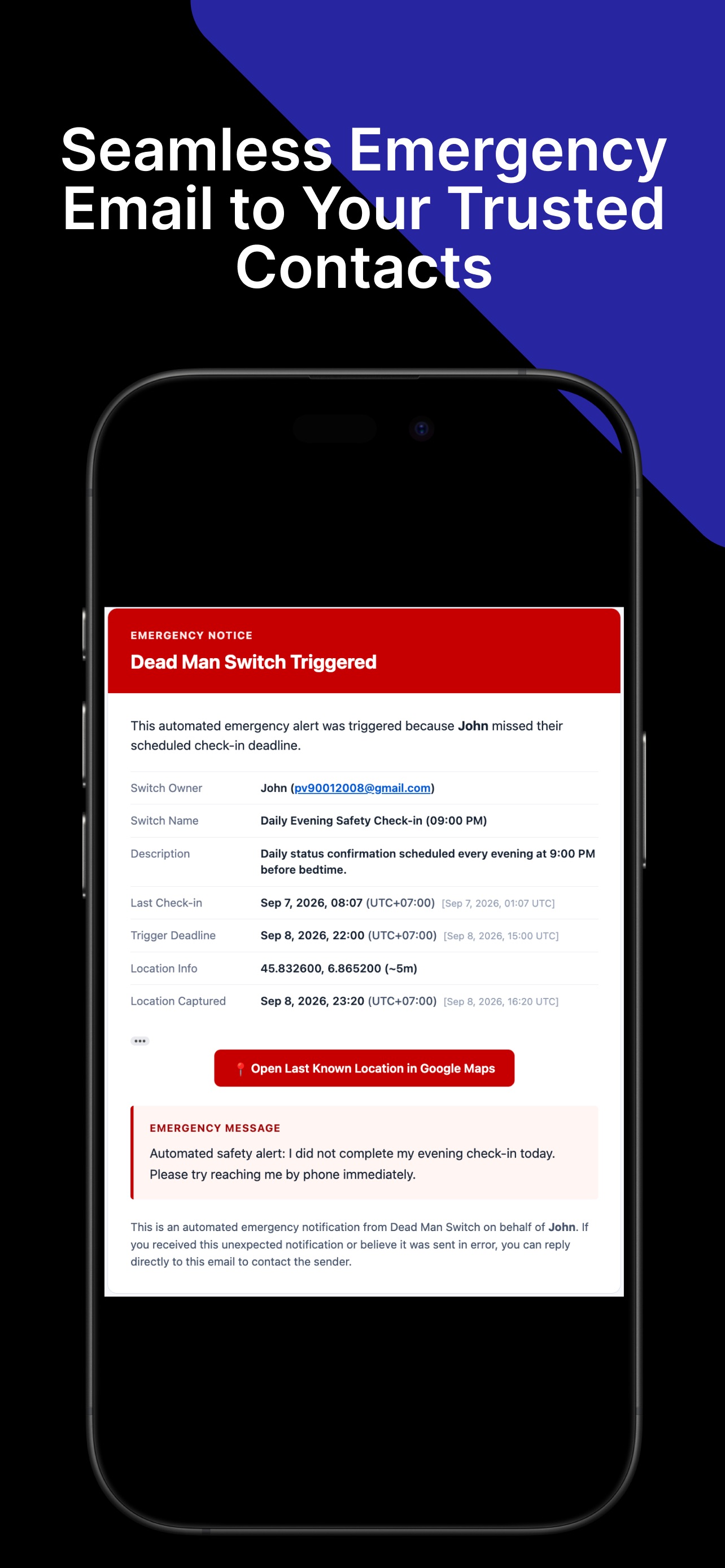 Screenshot 9 of Dead Man Switch: Safety Alert