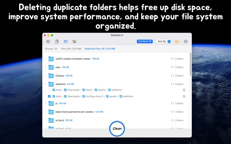 Screenshot #2 pour OnlyOne X - Duplicates Cleaner