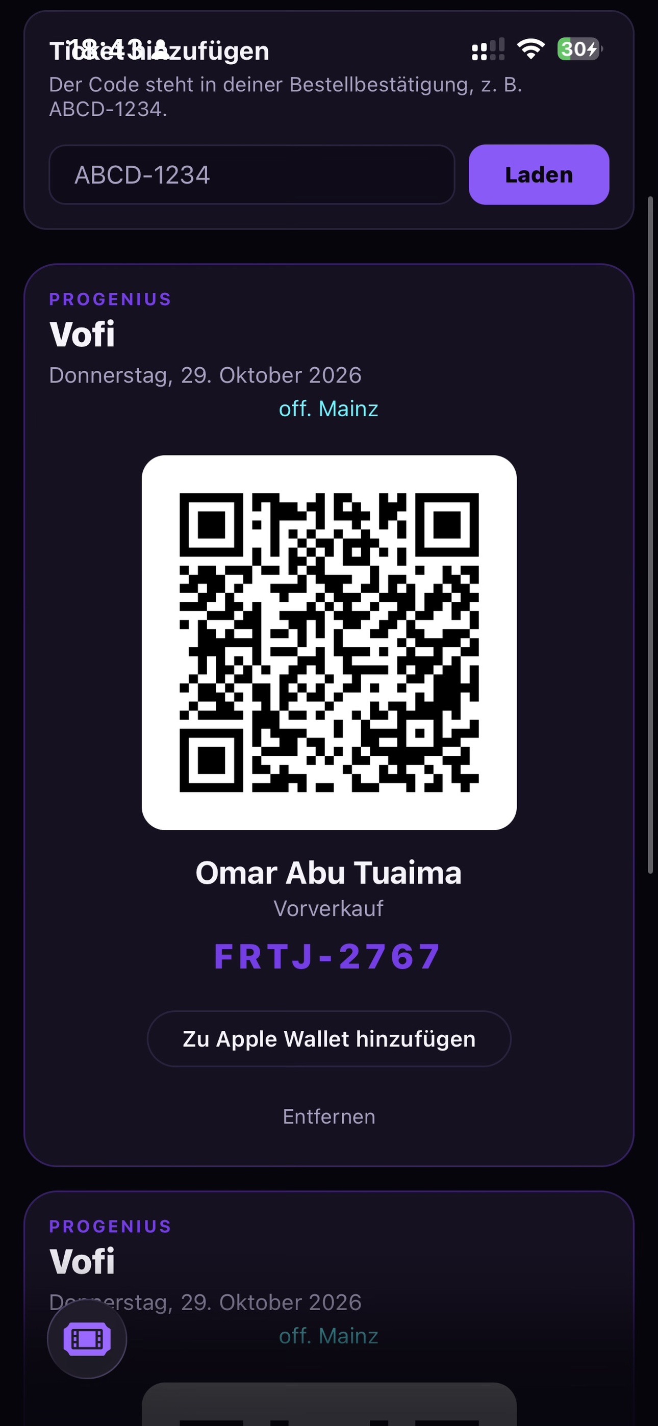 Screenshot 1 of byomar events