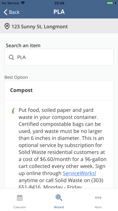 Longmont Waste Services Screenshot