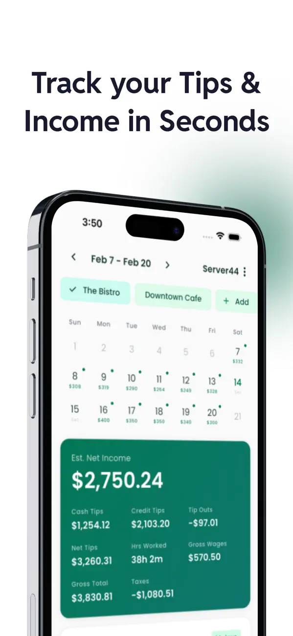 #1. Tip Tracker - Server44 (iOS) Ved: EHM TECH LLC