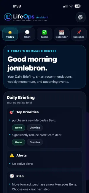 LifeOps Assistant screenshot 1