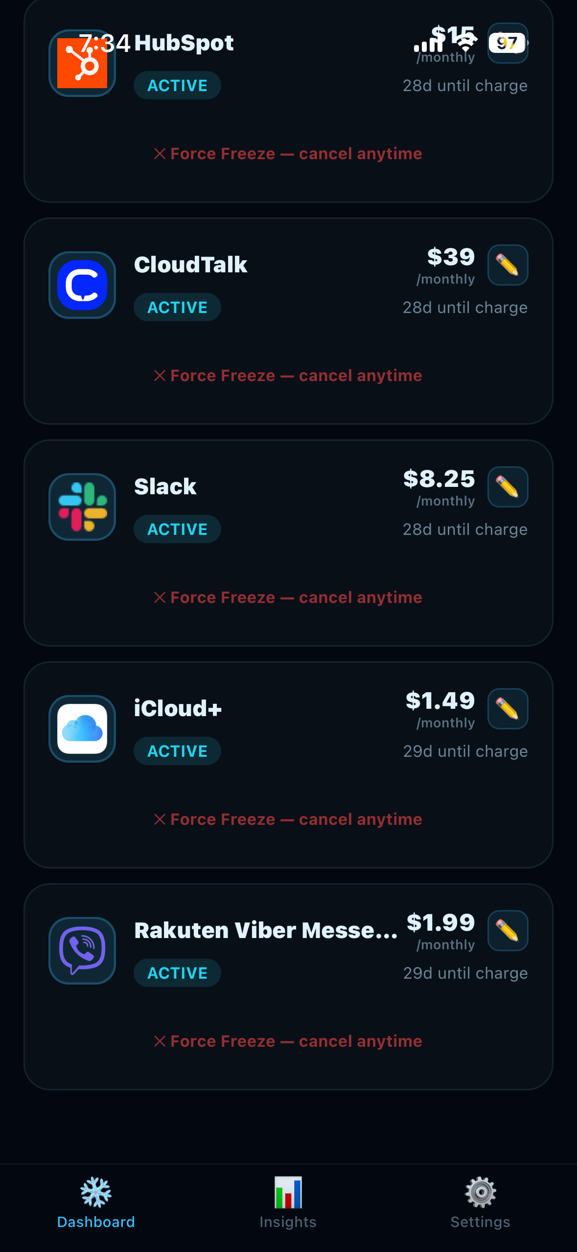 Subzero — Freeze Subscriptions