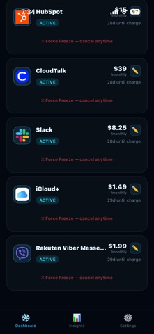 Subzero — Freeze Subscriptions screenshot