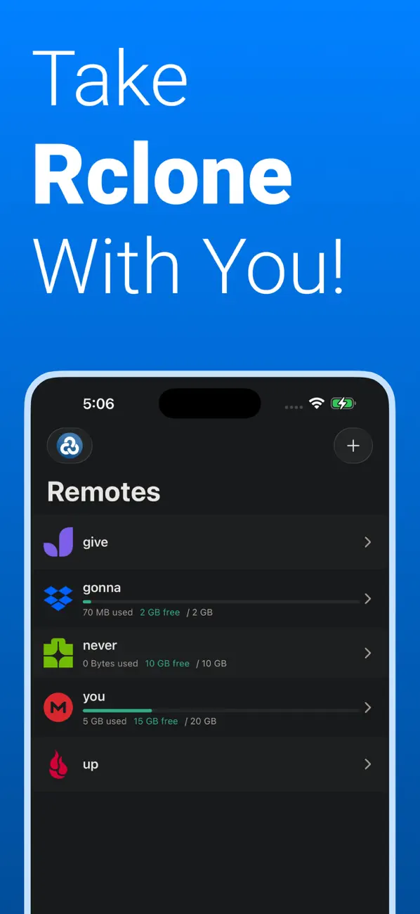 Screenshot #1 pour Rclone UI