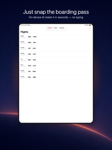 Skyline: Flight Log & Globe iPad screenshot