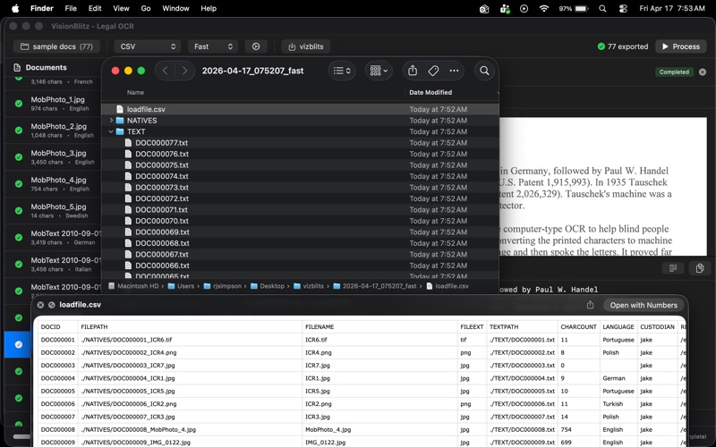 VisionBlitz - Legal OCR Tool screenshot