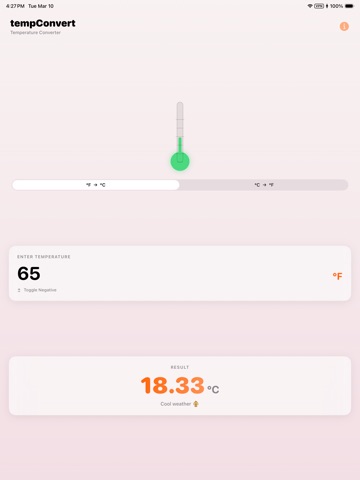 tempConvert iPad screenshot