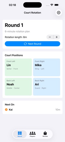 Court Rotation Board · Screenshots 2