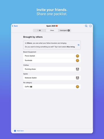 PackParty: Group Packing List ipad screenshot 4