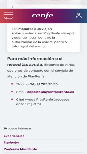 Captura de pantalla de PlayRenfe en iPhone 6