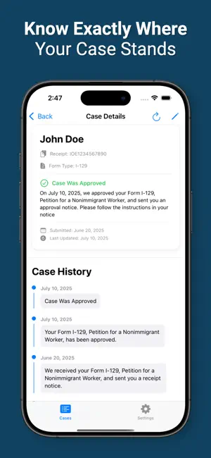 USCIS Case Tracker App screenshot 2