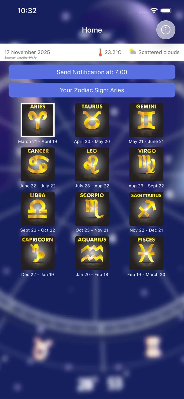 Screenshot #1 pour Daily Zodiac Notifications