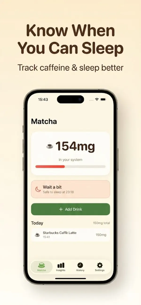 #1. Matcha: Caffeine & Sleep (iOS) By: Supanat Konprom