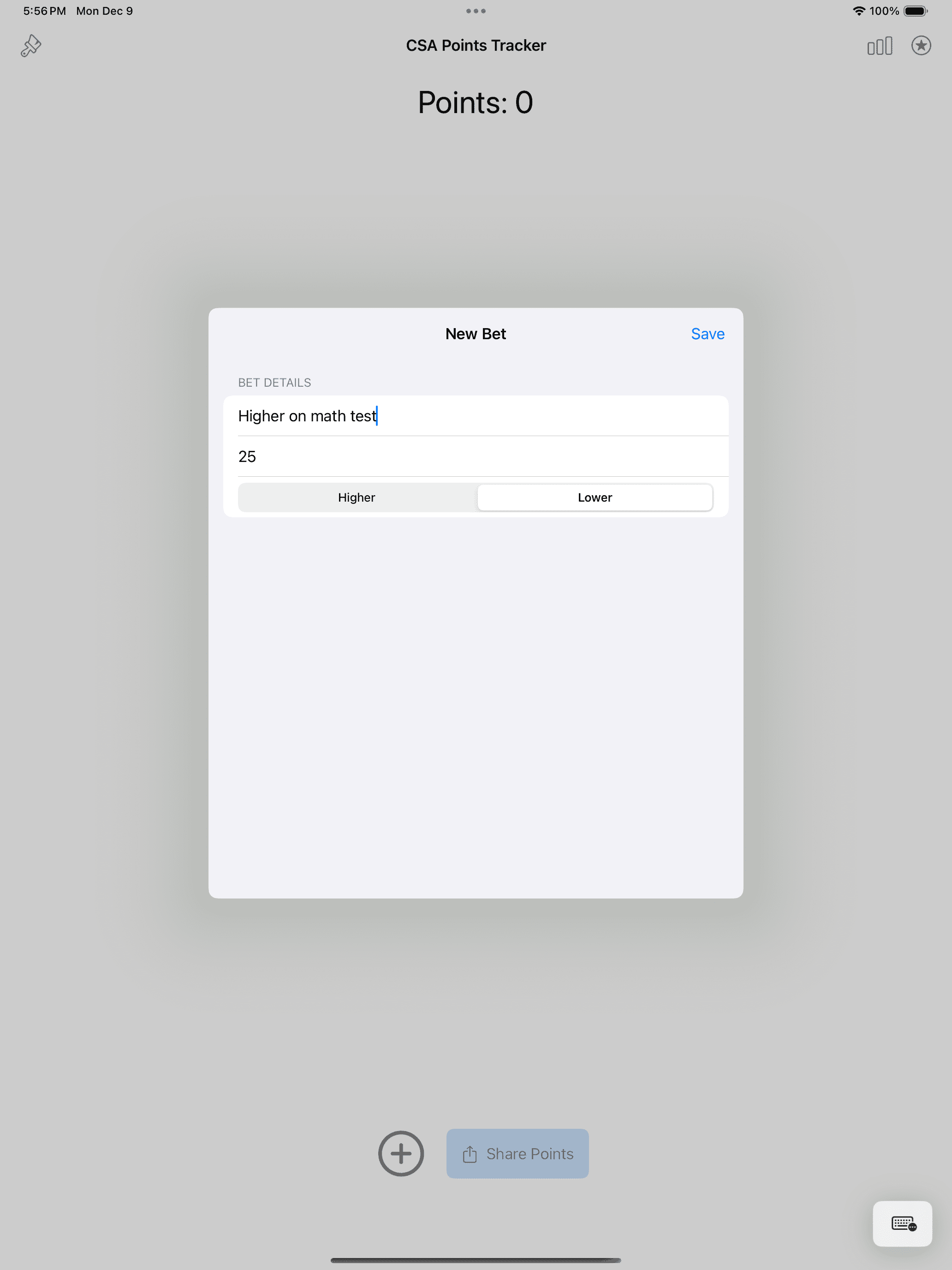 Edison's Point Tracker