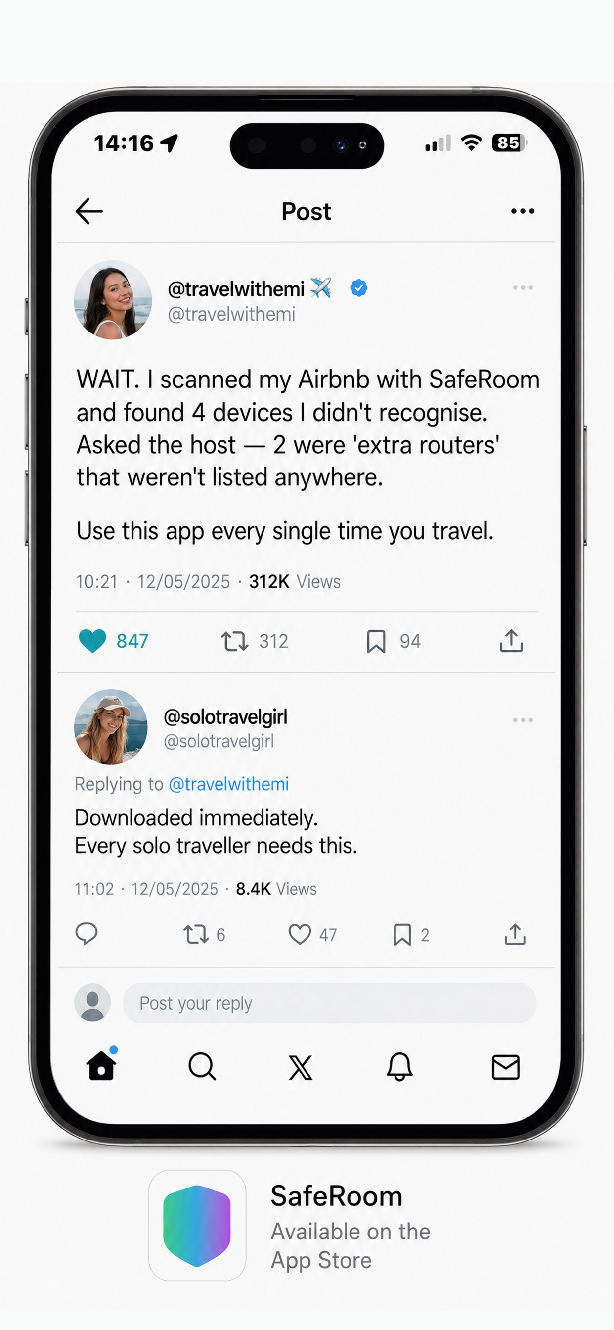 SafeRoom Travel Privacy