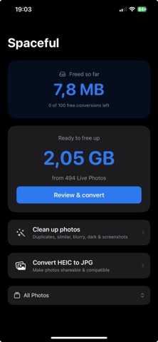 Spaceful: Clean & HEIC to JPG screenshot