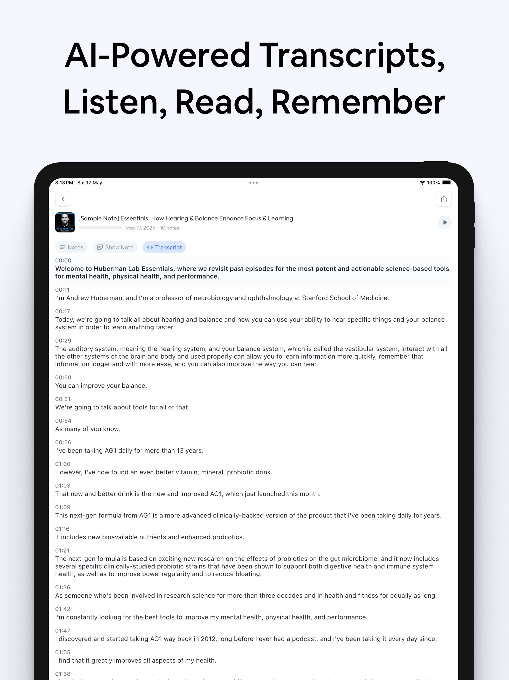 Onda AI Podcast Note Taker