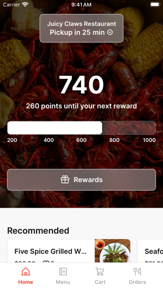 Juicy Claws Restaurant app screenshot