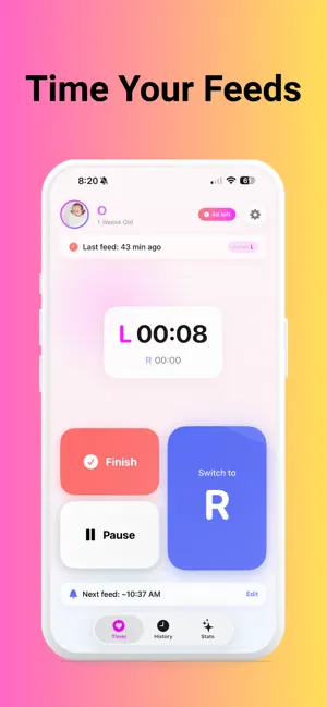 MilkMode: Breastfeeding Timer screenshot 1