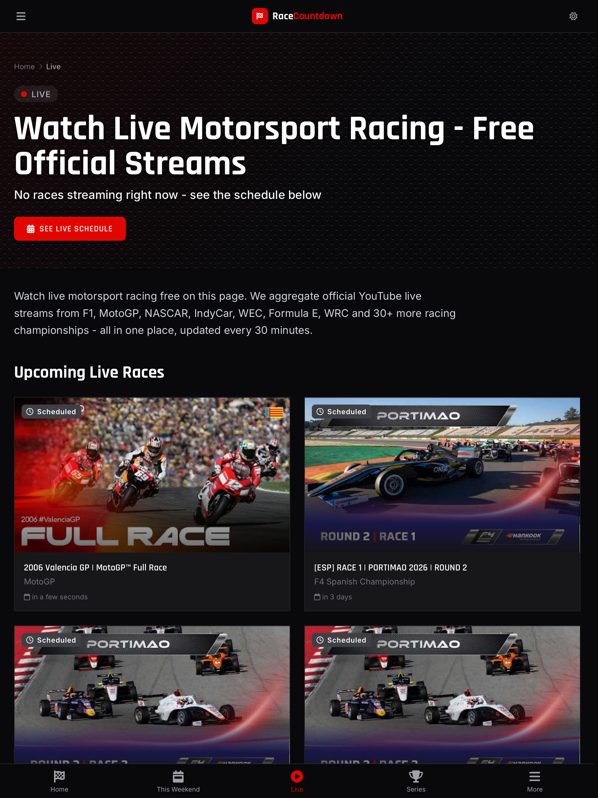 Race Countdown Live Motorsport