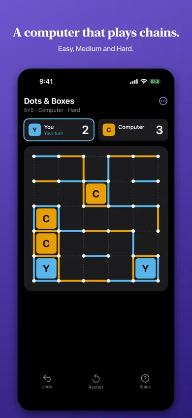 Dots and Boxes by Linnet: boxes claimed by two players