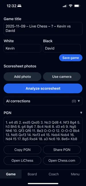 Chess2PGN screenshot 3