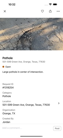 Orange, Texas 311 iPhone screenshot