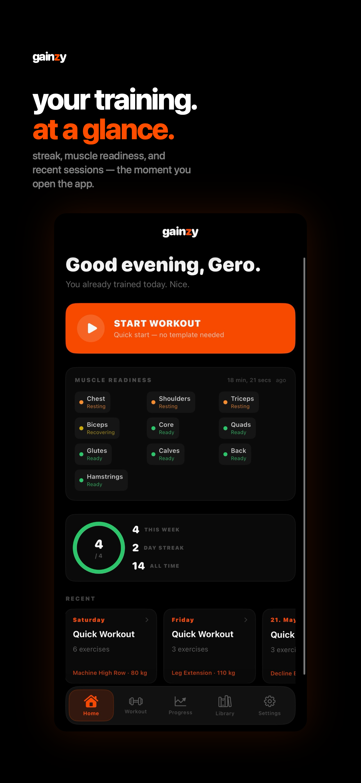 gainzy - Workout Tracker