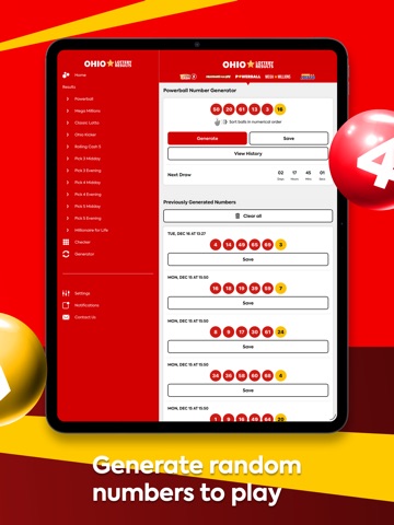 Ohio Lottery Numbers iPad screenshot