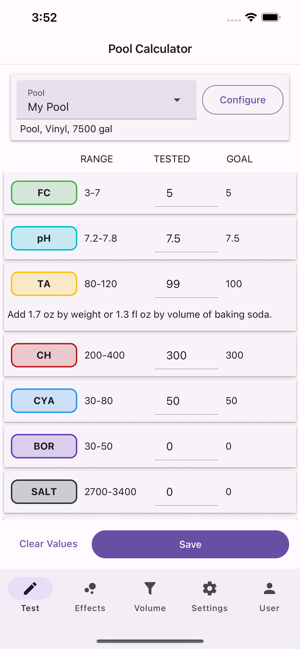 Pool-Calculator Screenshot
