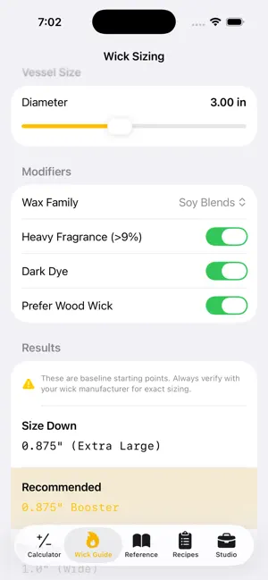 WaxBench: Candle Calculator screenshot 3