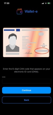 Wallet-e: Tu DNIe y Pasaporte Screenshot 3 of 5