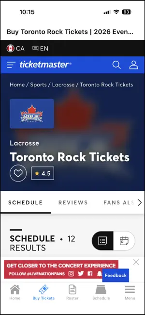 Toronto Rock Official App screenshot 3