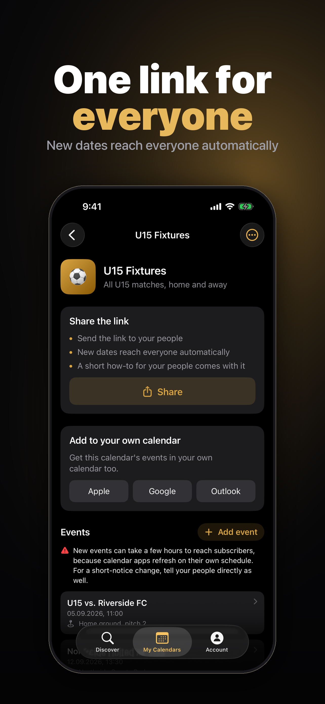 Calendar72: Sport & Event Sync screenshot 6