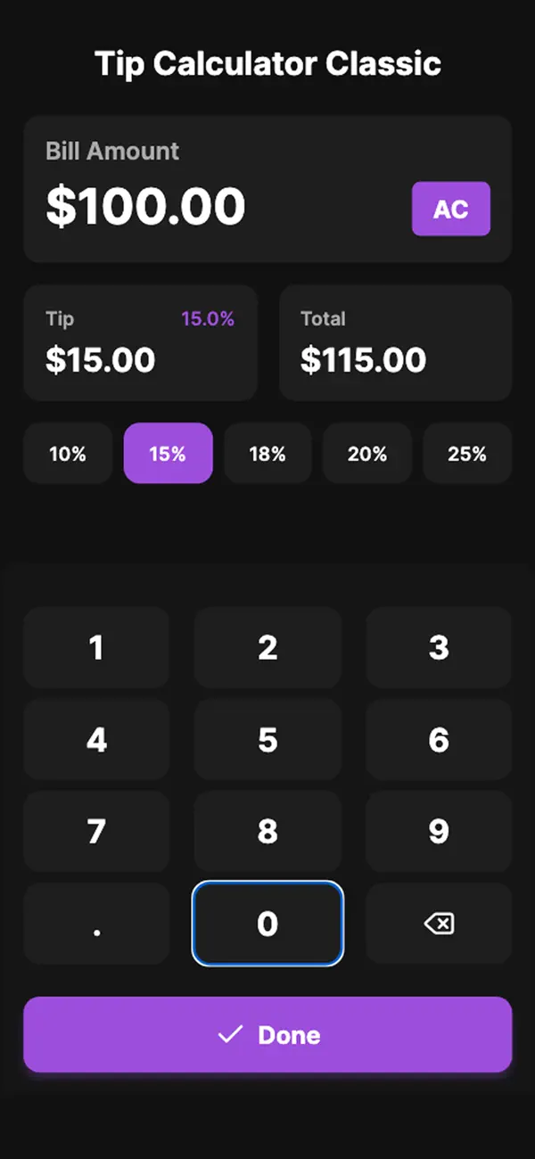 #1. Tip Calculator Classic (iOS) By: Andrew Chang