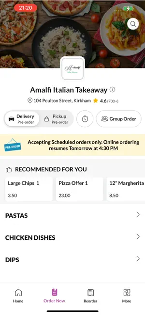 Amalfi Italian TakeawayKirkham screenshot 2