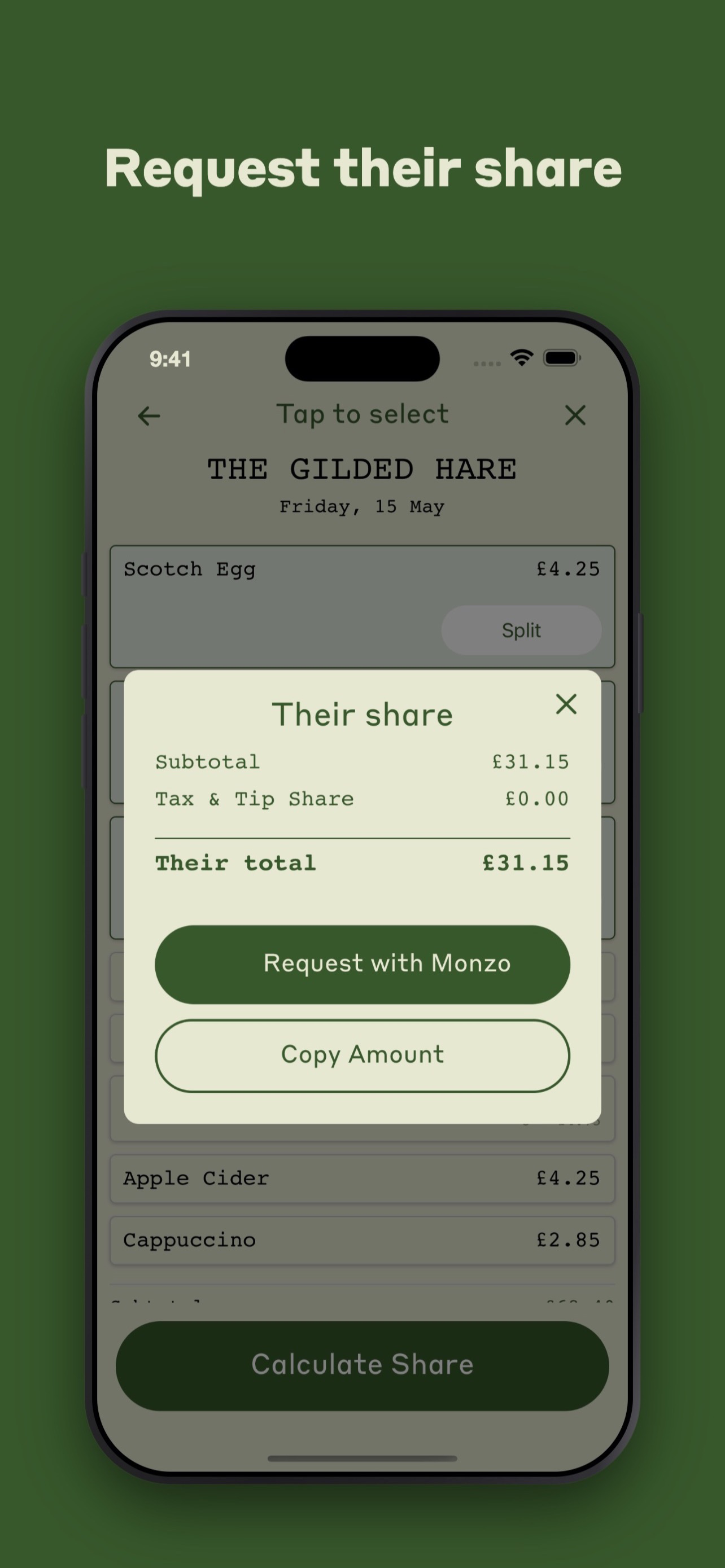 Olive Split: Bill Splitter screenshot 3