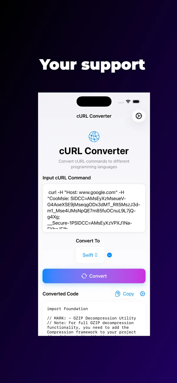 #1. cURL2Swift (iOS) โดย: Rodrigo Velazquez Tapia