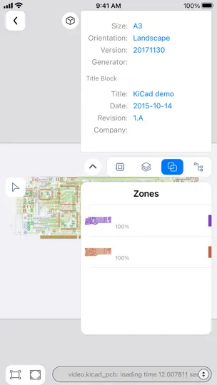 Скриншот KiCAD PCB Viewer на iPhone 6