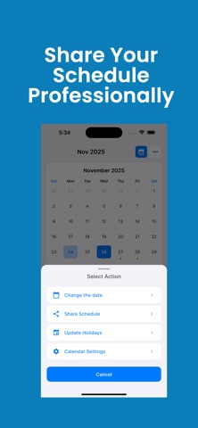 Work Shift Calender Organizer iPhone screenshot