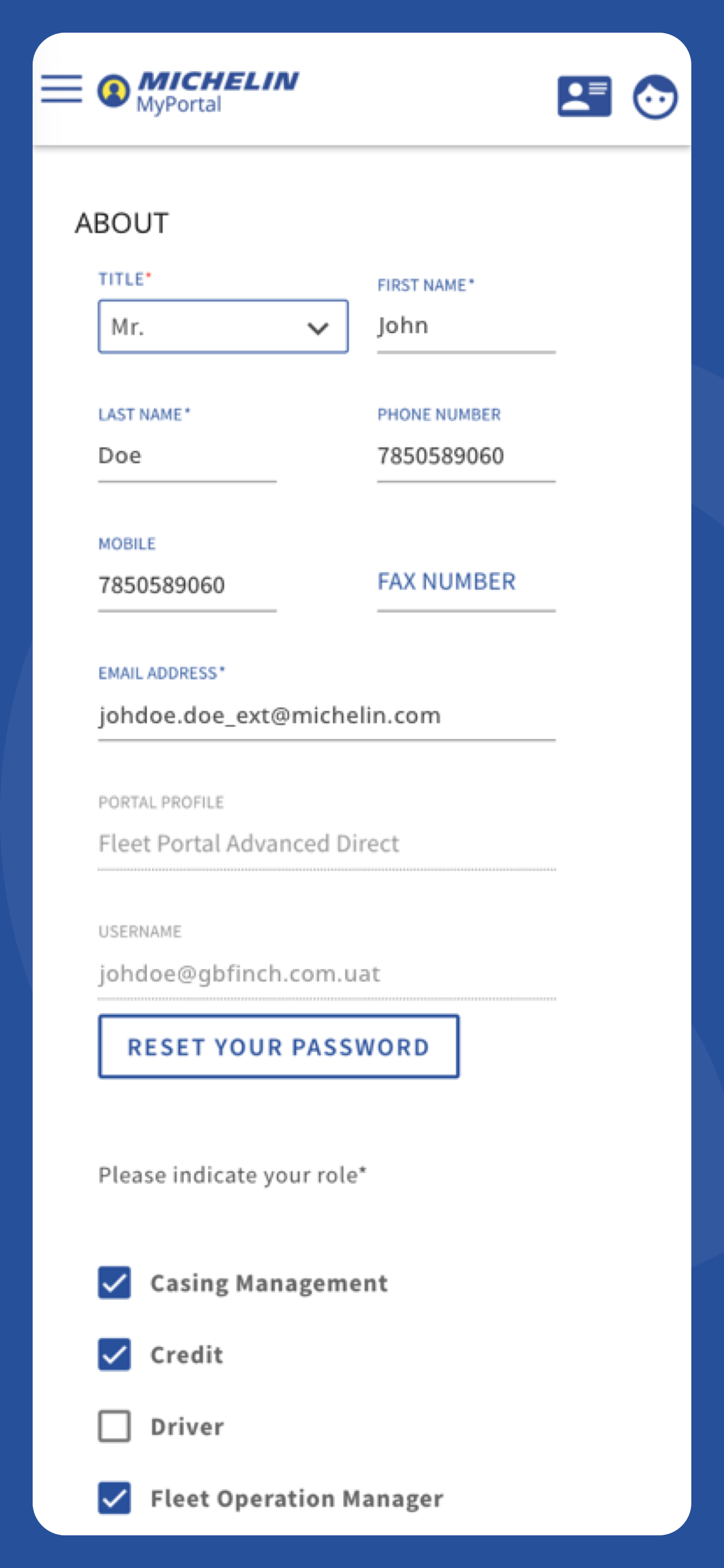 Michelin MyPortal