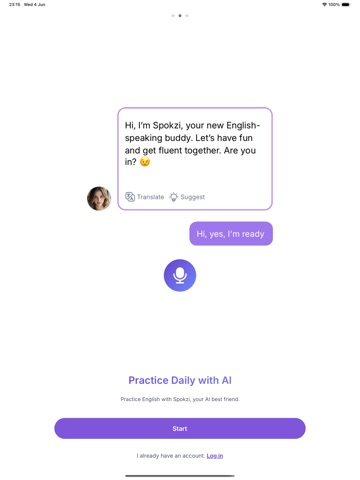 Speak & Learn English SpokziAI iPad screenshot