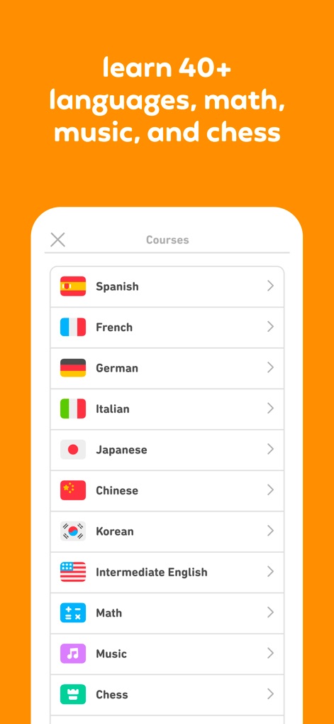 Duolingo: Language & Chess - See how the app offers a wide array of learning paths, from 40+ languages to engaging Math, Music, and Chess courses.