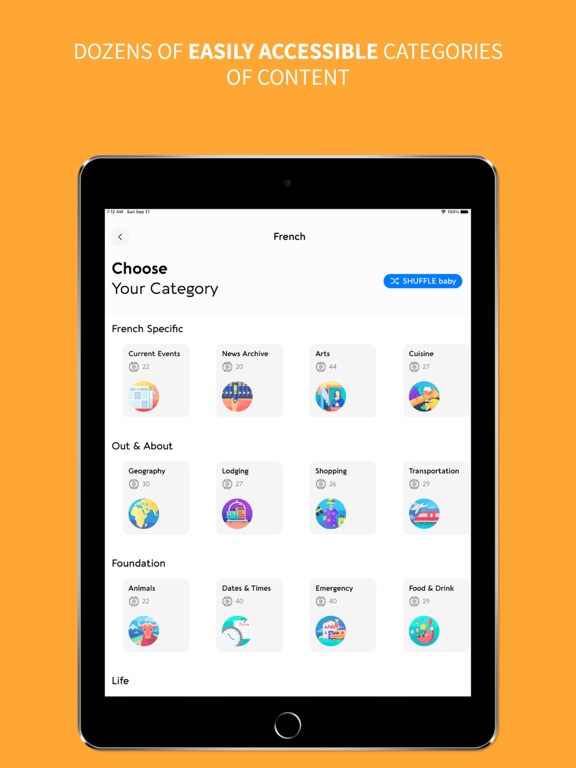 Language Dashboard iPad screenshot