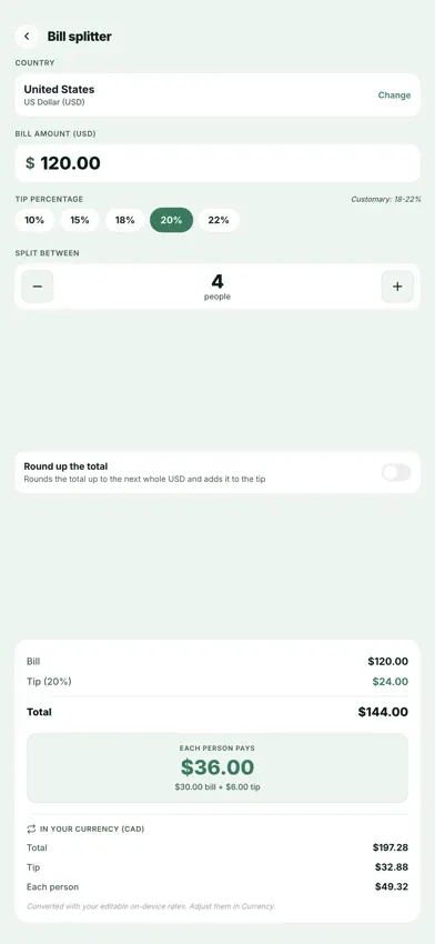 TipsGlobal: Tipping Guide screenshot 2